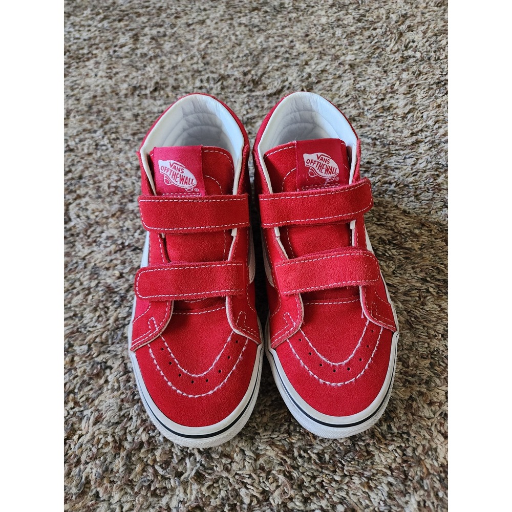 Vans Sk8-Mid Reissue V Red White Suede Mid Top Sneakers Kids Size 3.0